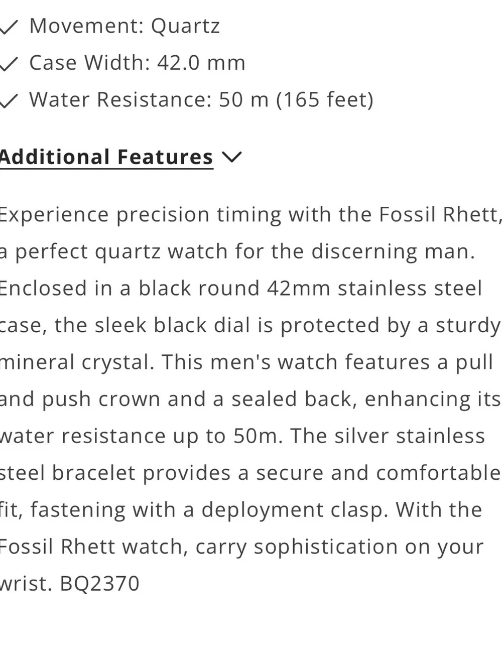 Men’s Fossil Black Mesh Band Watch with Minimal Dial